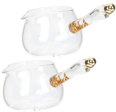 TOPBATHY 2piezas Jarras De Vidrio Con Jarra De Agua Resistente Al Calor Asa Lateral Para Té Suelto Diseño Gongfu Oficina o Hogar