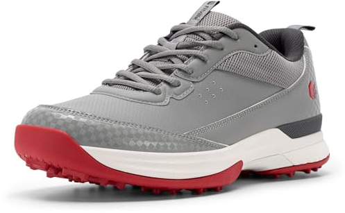 FitVille Men's Golf Shoes Extra Wide Fit Spiked Golf Shoes Comfortable Non Slip Outdoor Casual Sneakers Trainers Dark Grey