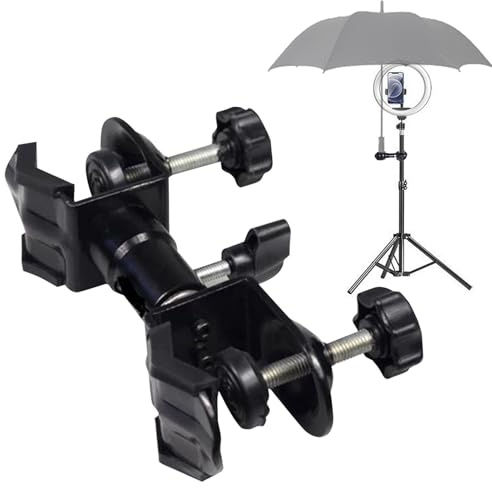 Supporto per ombrello per fotocamera, clip per ombrello, in metallo, supporto per ombrellone da esterno, supporto per ombrellone per patio, supporto per ombrellone