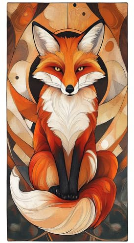 YISUMEI Fuchs Strandtuch XXL 180x90cm - Schnelltrocknendes Mikrofaserhandtuch mit Tasche, Saugstark Sandfrei - Leichtes Reisehandtuch für Strand, Pool