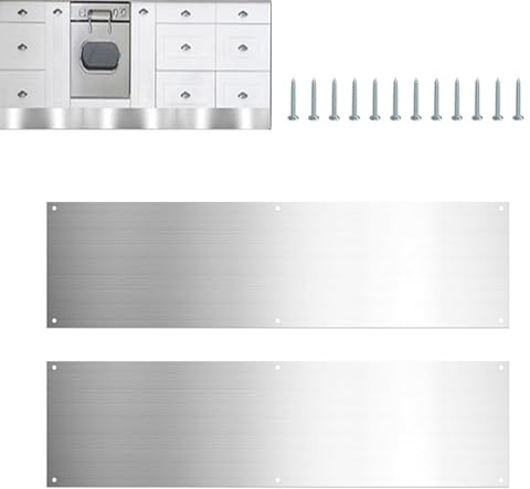 Demsyeq 2 Stück 41 x 11 cm Metall-Trittplatten für Türen außen Edelstahl Trittplatte Schrauben Metall-Türtrittplatte verhindern, dass die Tür tritt, für dekorativen Schutz zu Hause