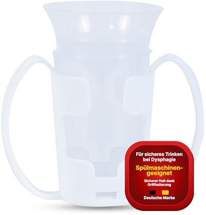 iuvas care® Dysphagie Becher bei Schluckstörung – inkl. Trinkbecherhalter – Senioren Trinkbecher für sicheres Trinken – Trinkhilfe bei Schlaganfall