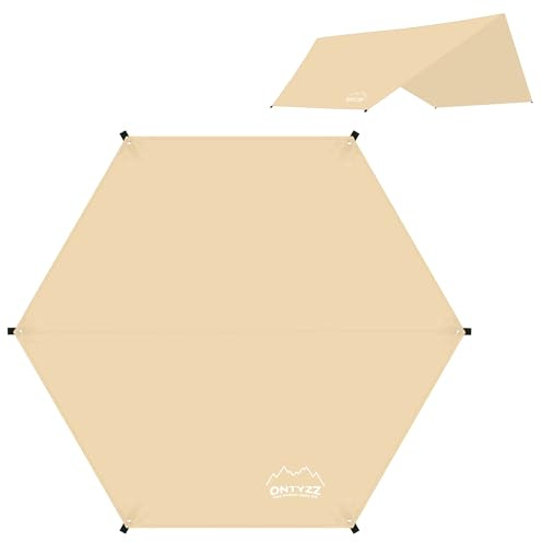 Telo da Campeggio Impermeabile Impronta Della Tenda Ultraleggera Tarp Camping Tappetino Mutifunzionale Telone Esterni per Cantiere Viaggio Spiaggia Picnic Coperta Esagono Telo da terra 3.3 * 3.3M