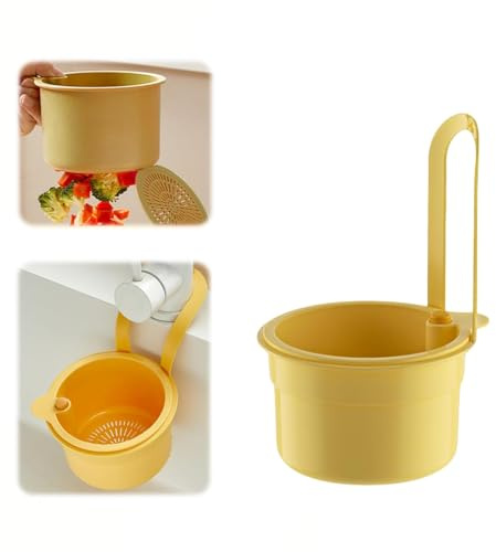 Passoire Cuisine Triangle, Passoire Evier Ventouses MagnéTique, Amovible Ouverture Rotative Passoir, Pour Le Lavage/L'Organisation Dans La Cuisine Et Le Filtre à DéChets Alimentaires (Jaune 1)