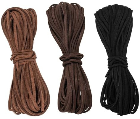 Lederband 3mm x 10m Lederschnur Lederbänder für Ketten Flach Leder Band Schnur Kette Lederbänder zum Basteln für DIY 3 Farben