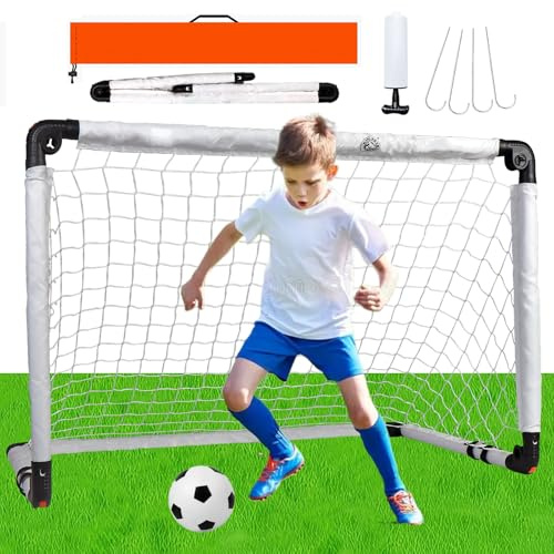 Porta da calcio per bambini, per bambini di 4, 5, 6, 7, 8, 9, 10 anni, mini palo/rete pieghevole, regalo per ragazzi, materiale da calcio per giardino all'aperto (61 x 45 cm)