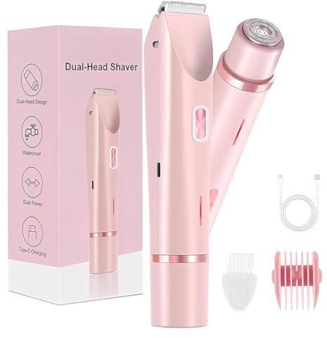 Tomedeks Rasoio elettrico doppio per donne, impermeabile IPX7, design multifunzionale adatto per zone intime, corpo, gambe e braccia, regalo per donne