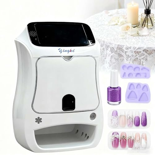 3D Nail Art Druckmaschine 2400DPI, Nageldrucker Mit 5 Zoll Touchscreen, WLAN USB Verbindung, U-V LED Trocknung, Perfekte Maniküre Für Salon Und Zuhause(Machine)