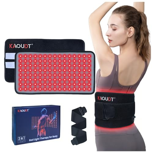 Kaoudt 2026 New Portable Red Light Therapy Belt for Body Pain Relief, 120LEDs 16 x 8.6 Medical-Grade TPU, Dual Wavelength Near Infrared Red Light Pad for Face and Body