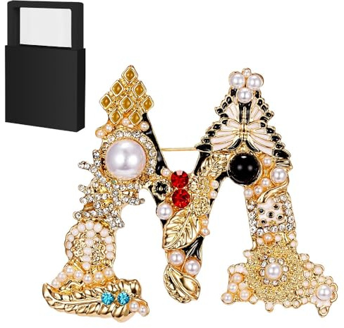 Damenbrosche, Buchstabenbrosche für Damen, elegante Strass-Anstecknadel mit Geschenkbox, modische Anstecknadel für Jacke, Hut, Schal und Taschen
