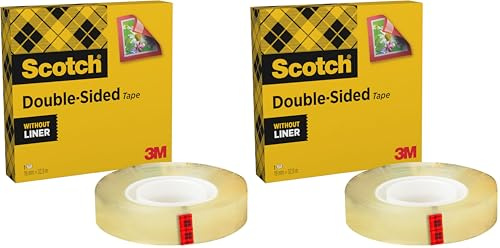 Scotch Nastro Biadesivo - 1 Rotolo, 19 mm x 33 m - Nastro Biadesivo Trasparente a Lunga Tenuta per Foto, Fotografie, Poster e Immagini (Confezione da 2)