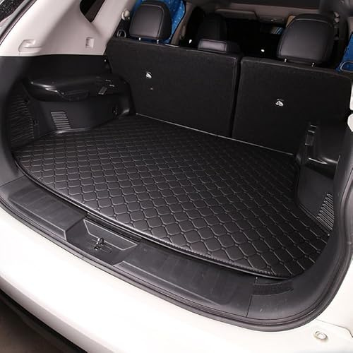 QSJKLC Voiture Tapis Coffre pour Hyundai Kona Electric 2024-2025, Protection Coffre Voiture, Imperméable, Anti-Rayures, Entretien Facile,A-Black with Black Thread