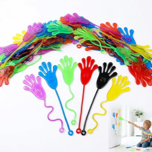30 Piezas Manos Pegajosas Adhesivas de Colores, Manos de Goma Elásticas para Regalos de Fiestas, Detalles de Eventos y Premios de Celebraciones