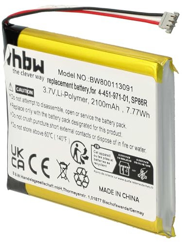 vhbw Batería Compatible con Sony PS Vita 2007, PSV2000C6742, PCH-2007, PSV2000 Consola (2100mAh, 3,7V, Li-Ion) - Reemplaza 4-451-971-01, SP86R