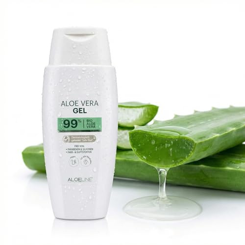 ALOE Line Bio Aloe Vera Gel 99%, vegan, After-Sun-Pflege für Haut und Haar, 1 x 150 ml, feuchtigkeitsspendend, beruhigend, regenerierend, ohne Duft- und Farbstoffe, für empfindliche Haut