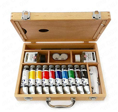 NEU Van Gogh Ölfarbe Basis-Malkasten, 10x40 ml + Block 10 Blatt 24 x 32 cm