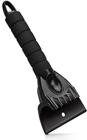 omitium Grattoir à Glace, Gratte-Givre Racloir en Plastique avec Manche Antidérapant Outil Multifonctionnel Conception à Pelle Pelle À Neige pour Voiture - Noir