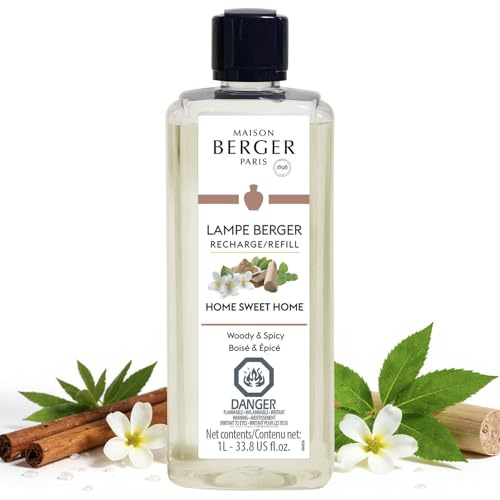 Maison Berger Home Sweet Home Lampe Berger Refill, 1 Liter (33.8 fl oz), 2-in-1 Catalytic System, Neutralizes Odors and Diffuses Fragrance, Green Notes, Aquatic Notes, Leaves, Cinnamon, Made in France