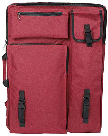 Caredy Künstler-Leinwand-Malerei-Tasche, 4K wasserdichte multifunktionale Kunst-Tragetasche große Reißbrett-Tasche mit Griff zum Skizzieren Malen Künstlerbedarf Aufbewahren(rot)