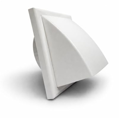 Fantronix 100 mm External Wall Vent Cover with Shutter, White | 155 x 155 mm Faceplate With 4 Inch Rear Spigot For Bathroom, Kitchen And Tumble Dryer Ducting.