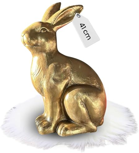 Bada Bing XL Deko Hase Figur Gold ca. 41 cm - Tischdeko Osterhase groß Frühling Garten - hochwertige Oster Dekoration fürs Wohnzimmer - Dekohase Antik Osterdeko Innen und Outdoor Haustür Geschenk