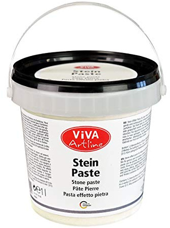 Viva Decor Artline Stein Paste (Farbe Weiß, 1 l) Cremige Strukturpaste für Mixed Media-Künstler zum Auftragen mit Pinsel, Spachtel oder Schwamm auf Leinwand, Steinpaste zum Malen - Made in Germany
