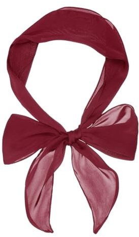 Allegra K Women Plain Solid Color Pure Skinny Scarf Scarves Long Neckerchief Hair Band Wine Red