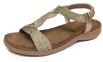 UMore Jeans Flat Sandal, Sandalias Punta Cerrada Mujer Sandalias Planas de Verano para Mujer Tanga Bohemia