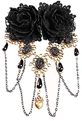 XLKJ Retro Gothic Rosen Blume Haarspangen, Strass Haarnadeln Spitze Quasten Haarnadel Kopfschmuck für Frauen Mädchen