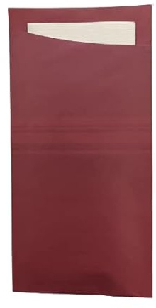 ELAG POCHETTA LUX- Pochette à Couvert Classic Stripes Bordeaux LUX 113 x230 mm avec Serviette Airlaid -200 pièces par boîte P-LUX305