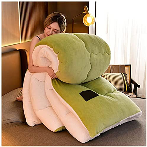 BDMFJY Nucleo Trapunta Invernale, Cristallo Velluto + Similpelle Doppia Cashmere Imitazione Agnello Trapunta, Imbottitura in Cotone Pieno, Imbottita Calda Coperta,Verde,180x220cm(4kg)