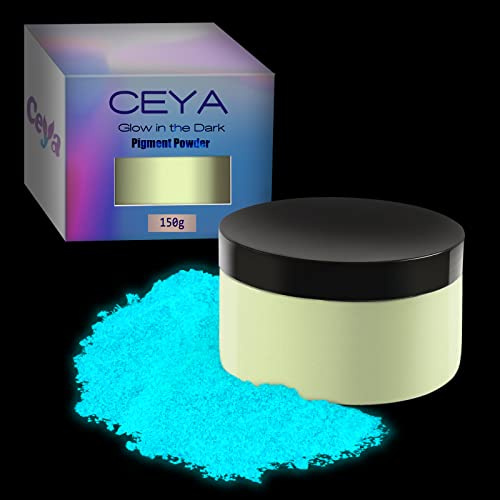 ceya 150 g, leuchtet im Dunkeln, leuchtendes Pulver, Harzfarbpigment, Fluoreszierendes Pigmentfarbmittel für Epoxidharz, Schleim, Acrylfarbe, Nagel, Kunst, Themenparty, Basteln, Himmelblau | fluoreszierendes Pigmentfarbmittel für Epoxidharz, Schleim, Acrylfarbe, Nagel, Kunst, Themenparty, Basteln, Himmelblau