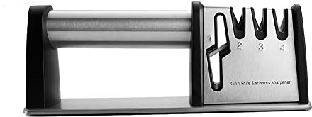 SYDARSYN Affilacoltelli Professionale, 4 in 1 Affila Coltelli da Cucina, Affilacoltelli Manuale per Coltelli Dritti, Forbici