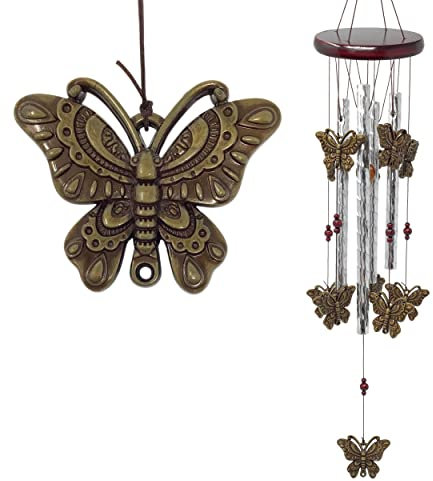 Carillones de viento de mariposa – Carillones de viento de 25 pulgadas – Carillones musicales móviles para decoración del hogar – Uso en terraza de patio