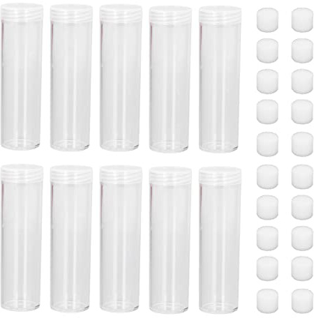 Nimomo Tube de pièces de Monnaie Tube de Stockage de pièces de Monnaie Transparent Rond Tubes de pièces de Monnaie en Plastique commémoratifs avec éponge de Coussin pour Collection pièces Monnaie