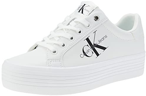 Calvin Klein Damen Vulcanized Sneaker Flatform Laceup Plateau, Weiß (Bright White), 37