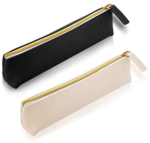 TIESOME 2 Stück Leder Federmäppchen, Stiftetasche Kleine niedlich schmal Stiftetasche kleine Bleistifttasche schöne Schreibwarentasche tragbar Kosmetiktasche Reißverschlusstasche Weihnachten