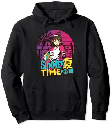 Summer Time Beach Volleyball Trikot Anime Mädchen Retro Sonnenuntergang Pullover Hoodie