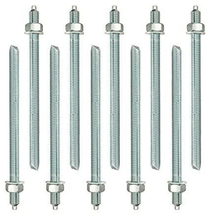 Isolbau Lot de 10 Goujons d'Ancrage, Barres d'Ancrage M16 x 300 mm - Homologation ETA - Ancrage Composite Galvanisé avec Écrou et Rondelle - Ancrage pour Charges Lourdes