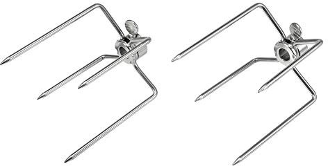 HUAOSN Fourchettes à Viande de Rôtisserie en Acier Inoxydable 2PCS, Fourchette de Gril de Cuisine Robuste Multifonctionnelle, Fourchette de Barbecue Universelle, Tiges de Broche Carrées