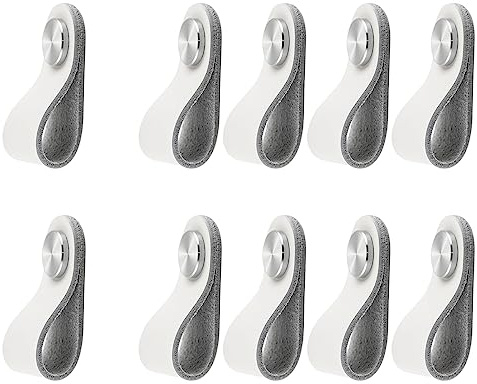 ZAKHSE Möbelgriffe Ledergriffe für Möbel,10 Stück Leder Schrankgriffe Einzelloch Lederschlaufe,60×26mm,304 Edelstahl Schubladengriffe Türgriffe Schrankknauf Antikollisions Schränke Griff-Weiß