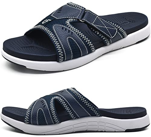 COFACE Sport-återhämtningssandaler för män, plantar fasciit, mjuk vaddering, lätt hålfotsstöd, ortopediska flip-flops för män, storlek 40–48, BLÅ, 11.5