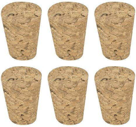 sourcing map Lot de 6 bouchons coniques en liège souple, étanches en bois pour bouteille de vin, bière, travaux manuels, fournitures de laboratoire, couleur bois foncé, 17 x 12 x 22 mm