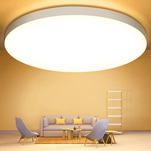 OUILA Plafoniera LED Soffitto 24W, Lampada da Soffitto 3000K 2000LM Plafoniera Bagno IP44 Impermeabile Rotonda Ø28CM Lampadario LED Moderna Luce Soffitto per Cameretta, Cucina, Soggiorno, Balcone