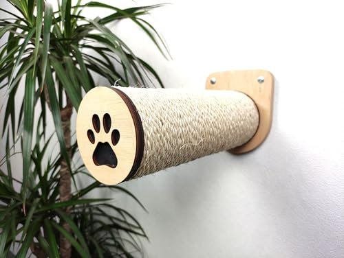 RshPets® Katzentreppe Wand - Kletterwand Katzen - Sisal-Stufen für Katzen - Ø 9 x L27,5 cm Sisal-Pfosten - Wandmontierte Katzenmöbel (Helle Farbe)