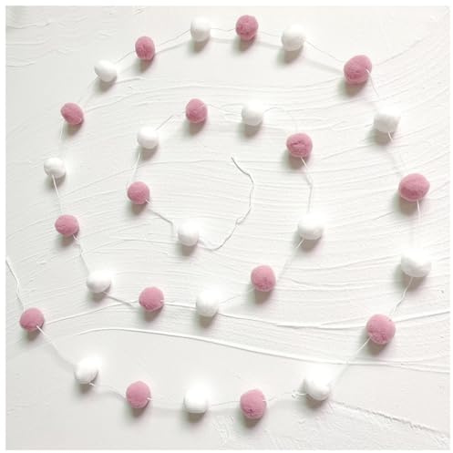Wisafory 2 Stück Pompom Girlande Filzkugeln Pom Poms Kugelgirlanden Filz Ball Girlanden Filzkette Bunte Filzkugelgirlanden Deko für Babybett Geburtstagsfeier Wand Weihnachtsbaum 14#
