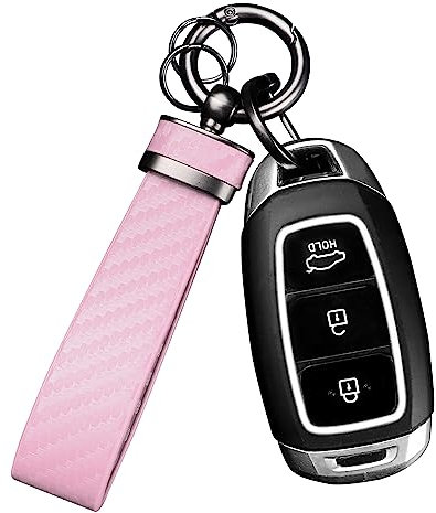 GTLM Portachiavi Auto in Fibra di Carbonio con Anello a D,Portachiavi Macchina in Pelle,Portachiavi Macchina Accessori Auto (Rosa)