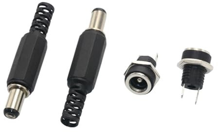 10 PZ (5 Coppie) 3A 12 V 5.5x2.1mm Plastica Maschio DC022B Presa di Alimentazione DC Femmina Vite Dado Montaggio A Pannello Connettore 5.5 * 2.5 MM(5Pairs 5.5X2.1MM)