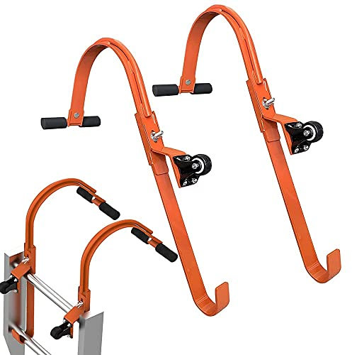 Ganci per Scale da Tetto, 2 Pezzi Ganci per Scale da Tetto con Stabilizzatore, 227kg Capacità di Carico, Stabilizzatore per Scala con Impugnatura in Gomma, Facile Installazione