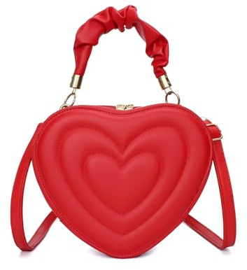 YUEZHAN Abendtasche Damen Clutch Mode Herzförmige Schöne Schulter Taschen Für Damen Pu-Leder Damen Crossbody-Taschen Vintage Casual Rot
